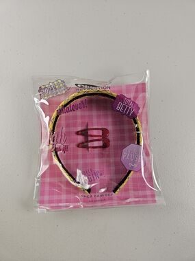 Clueless Yellow & Black Braided Kids Headband with Red Snap Clips